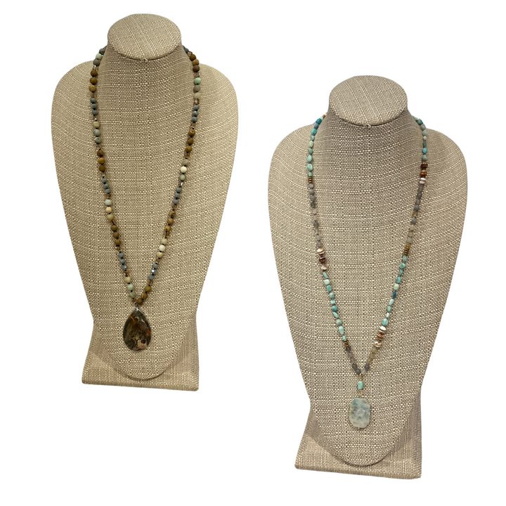 Stone Pendant Beaded Necklaces