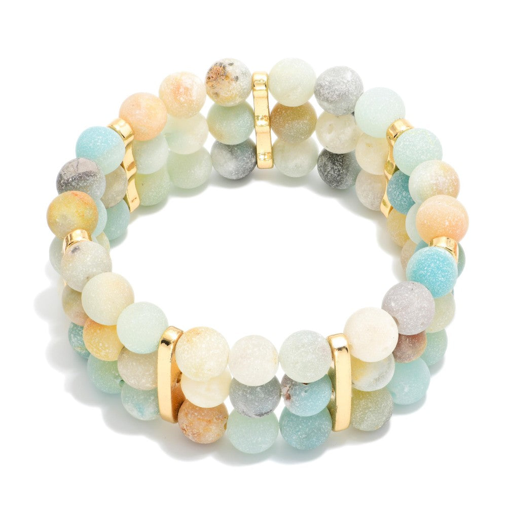 Layered Stone Beaded Stretch Bracelet