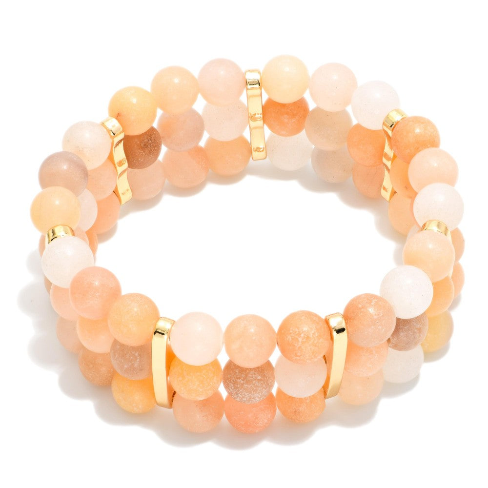 Layered Stone Beaded Stretch Bracelet