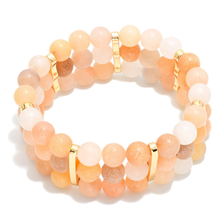 Layered Stone Beaded Stretch Bracelet