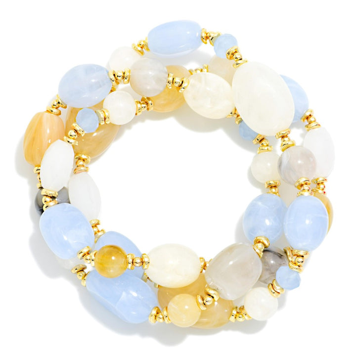 Set Of Three Acetate Bead Beaded Bracelets