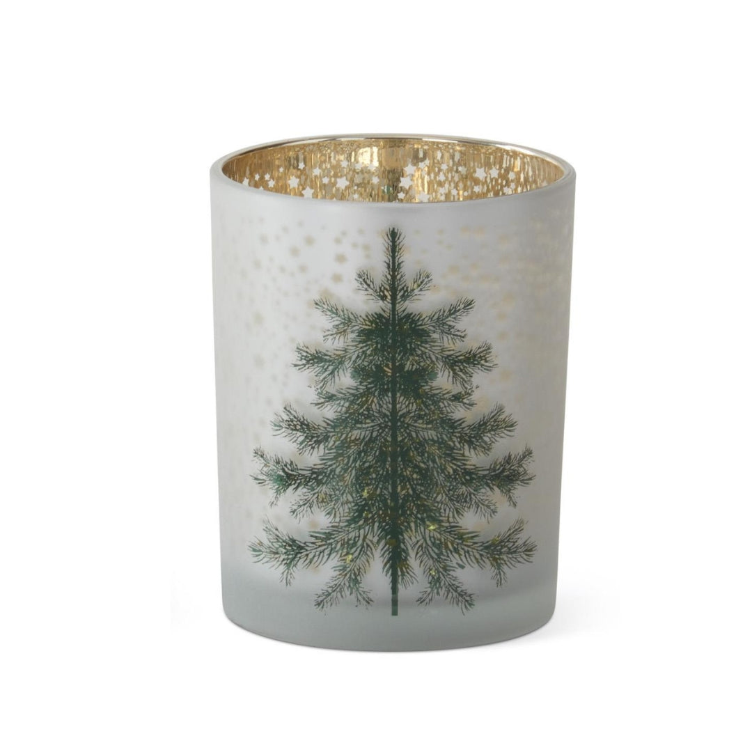 Frosted White Glass Christmas Tree Votive Holders