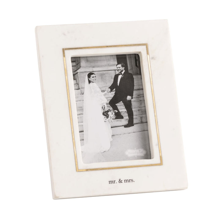 Mr. &amp; Mrs. Gold Inlay Marble Frame