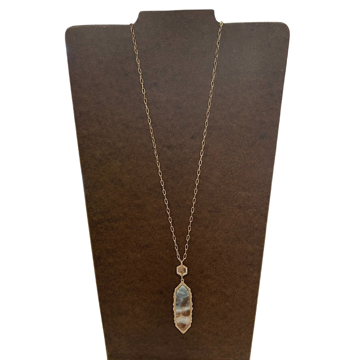 Inlayed Stone Pendant Necklace