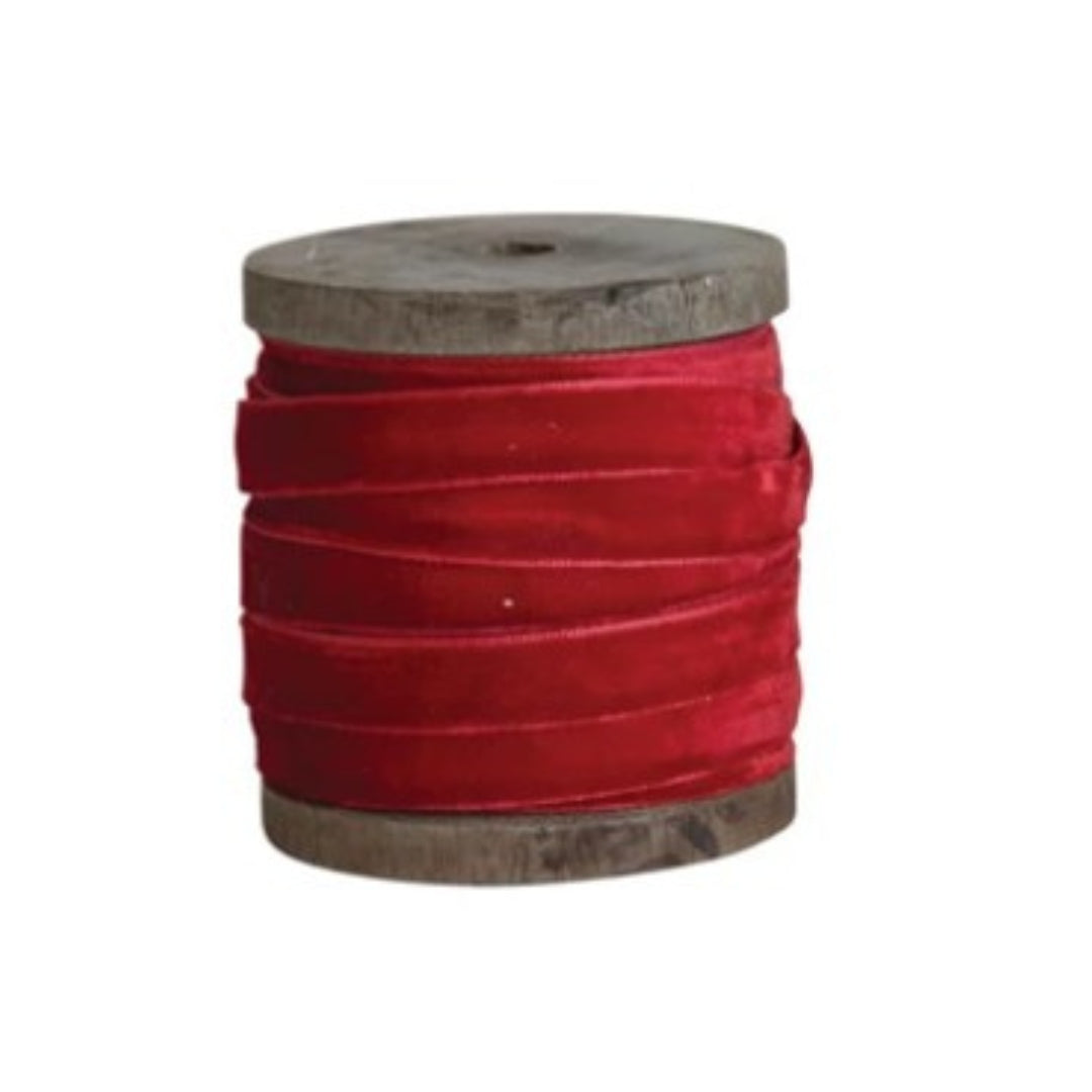 10 Yard Velvet Ribbon on Wood Spool-Holiday