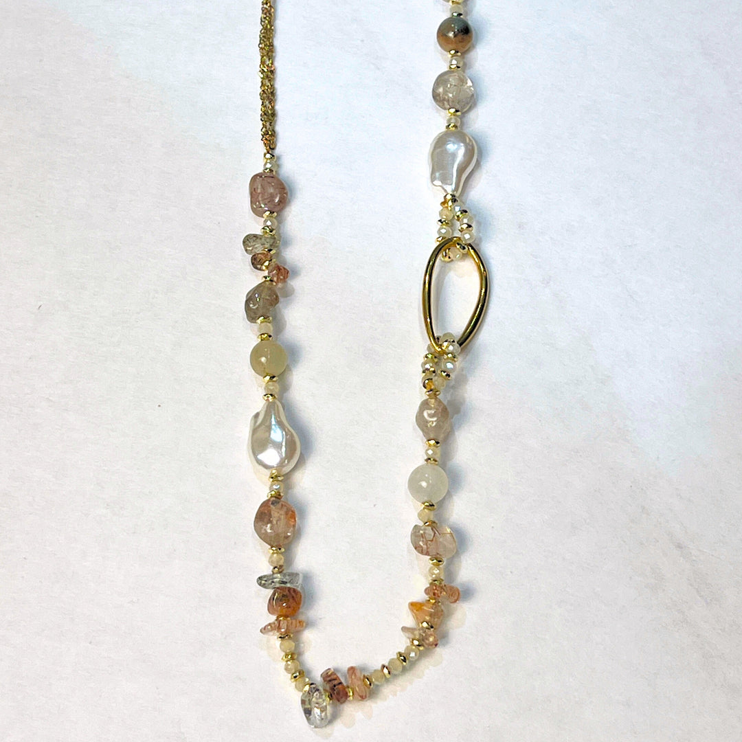 Glass Bead, Pearl, &amp; Gold Necklaces