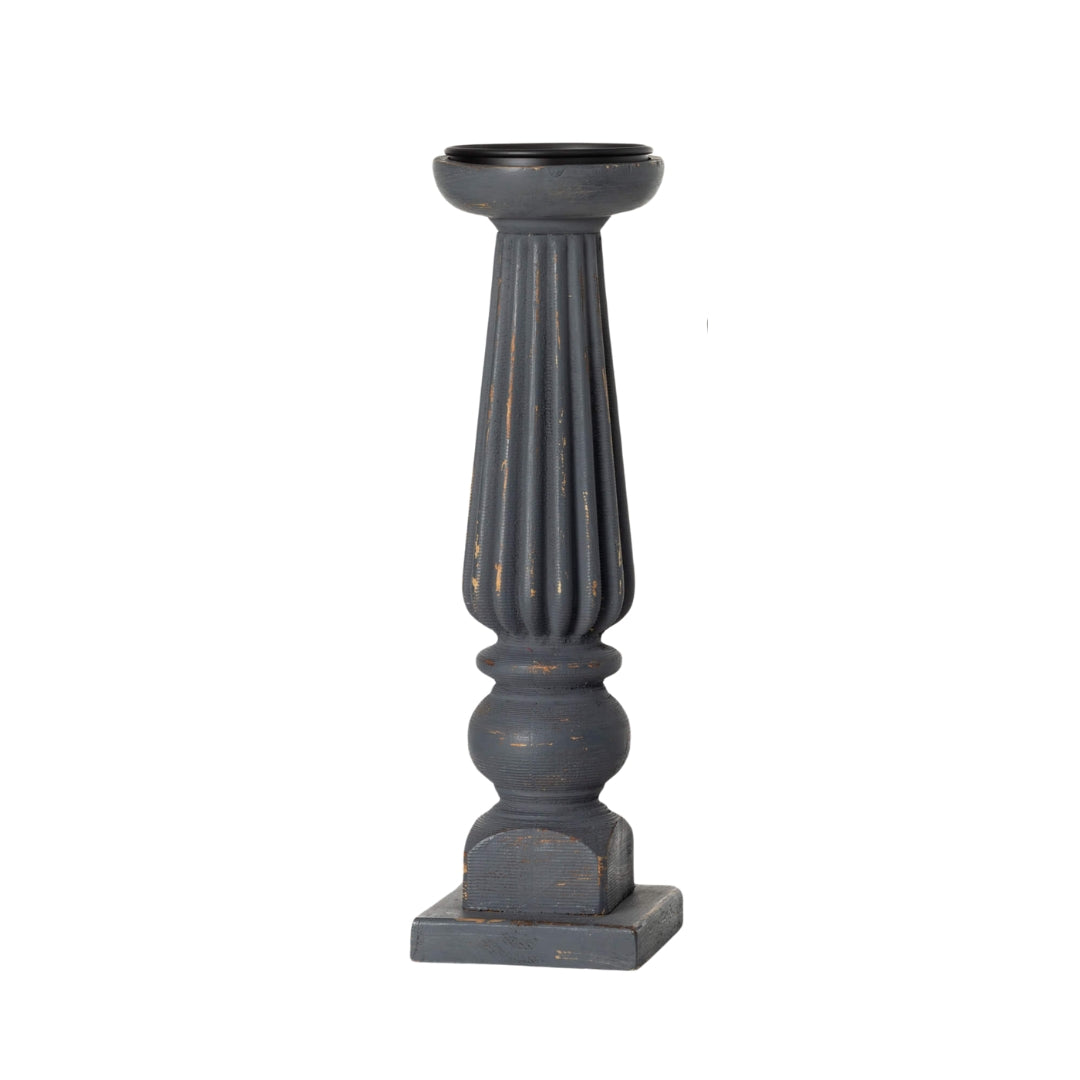 Ribbed Cool Gray Candlesticks