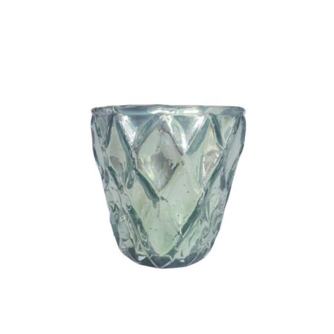 Mint Embossed Mercury Glass Votive