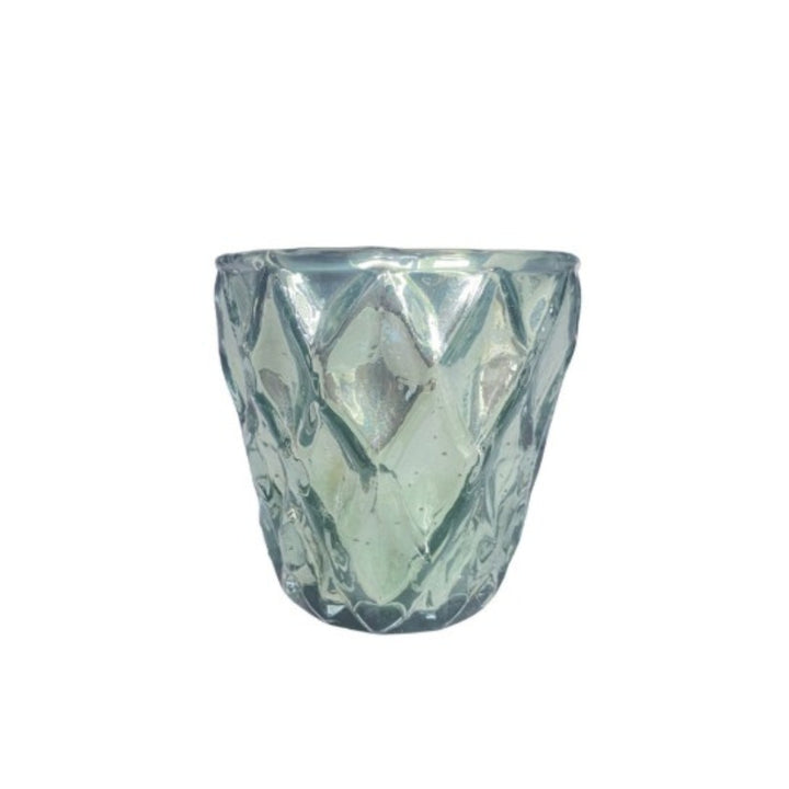 Mint Embossed Mercury Glass Votive