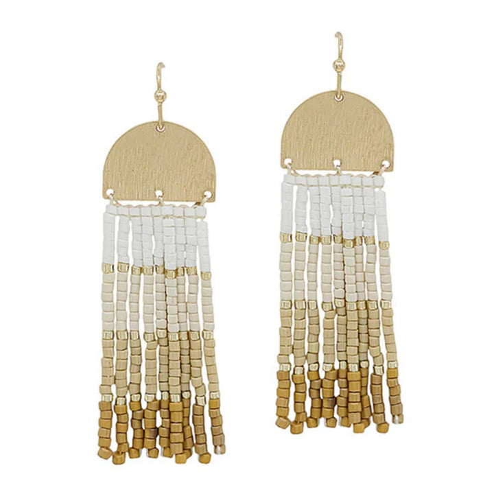 Multi Color Block Seed Bead Tassel Earring