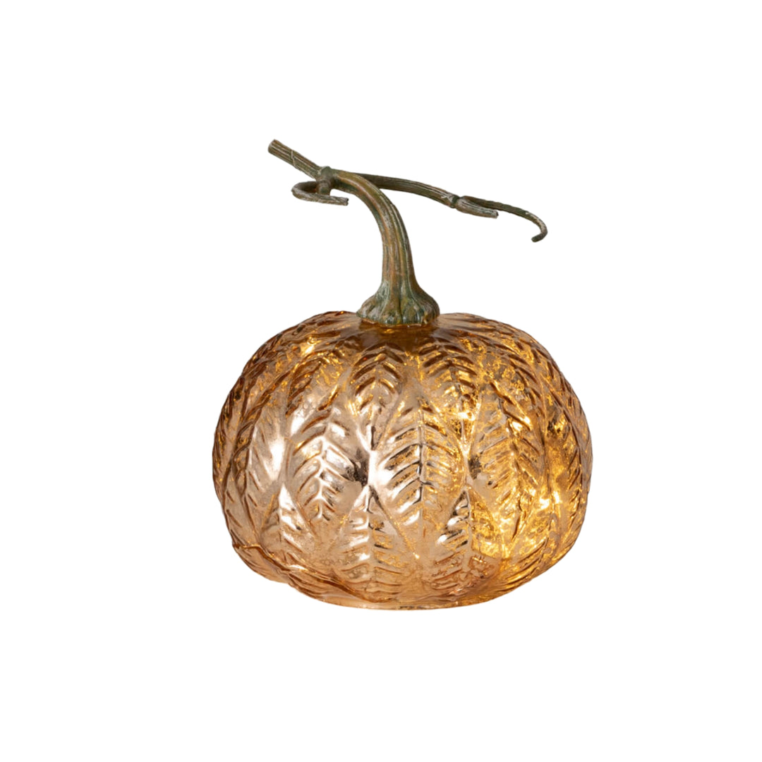 Leaf Pattern LED Light-Up Pumpkins