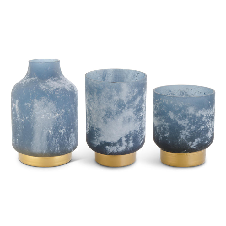 Frosted Blue Glass Containers