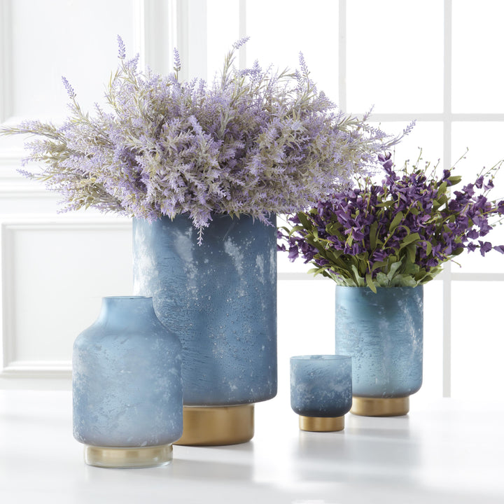 Frosted Blue Glass Containers
