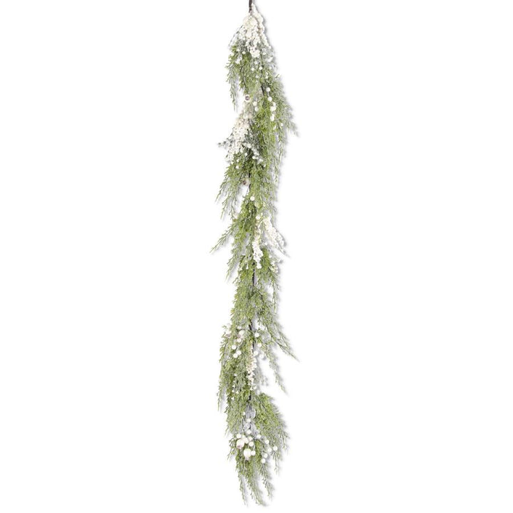 Snowy Cypress Pine Garland with Pearls