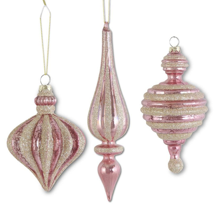 Pink and Champagne Mercury Glass Ornaments