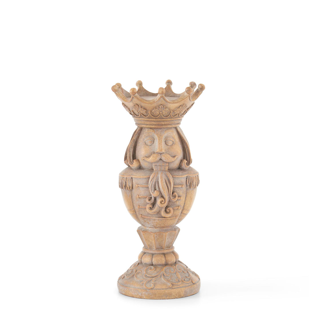 Gray Washed Tan Resin Nutcracker CandleHolders