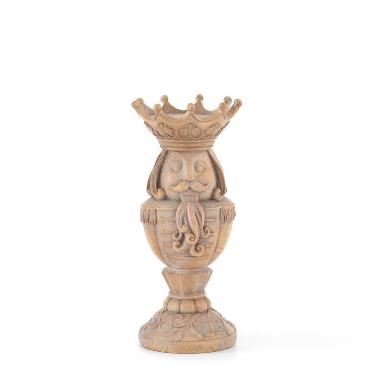 Gray Washed Tan Resin Nutcracker CandleHolders