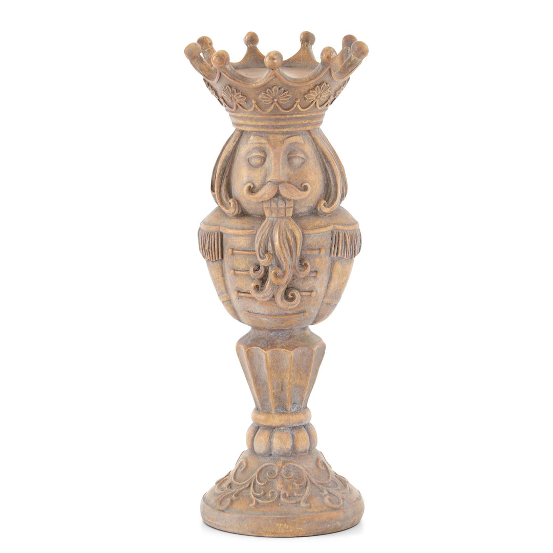 Gray Washed Tan Resin Nutcracker CandleHolders