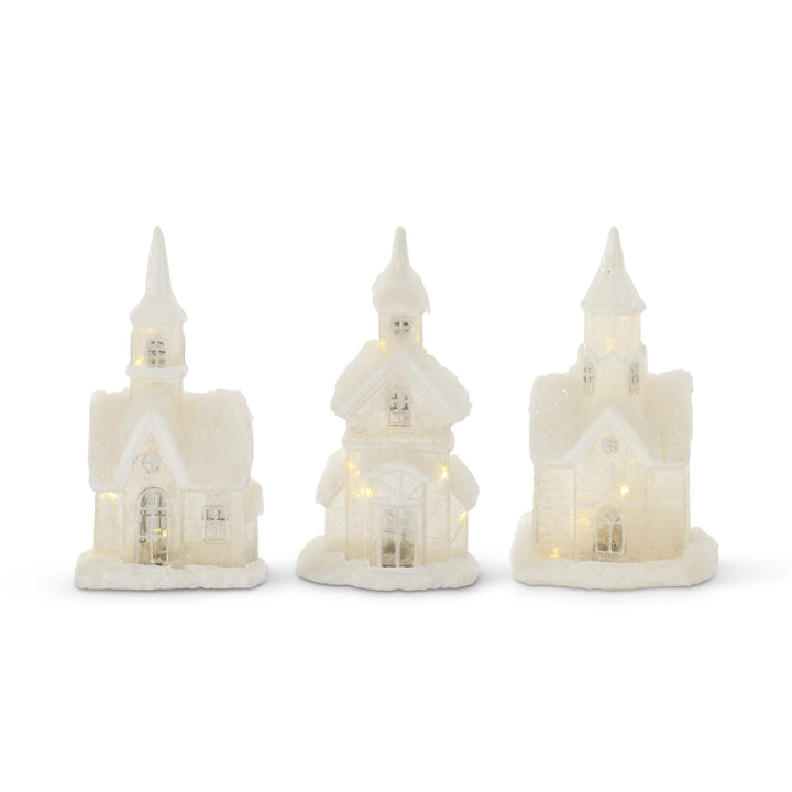 LED Glittered Frosted Glass Houses