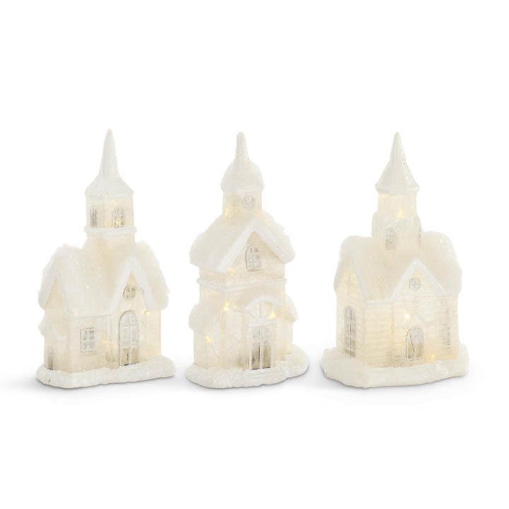 LED Glittered Frosted Glass Houses