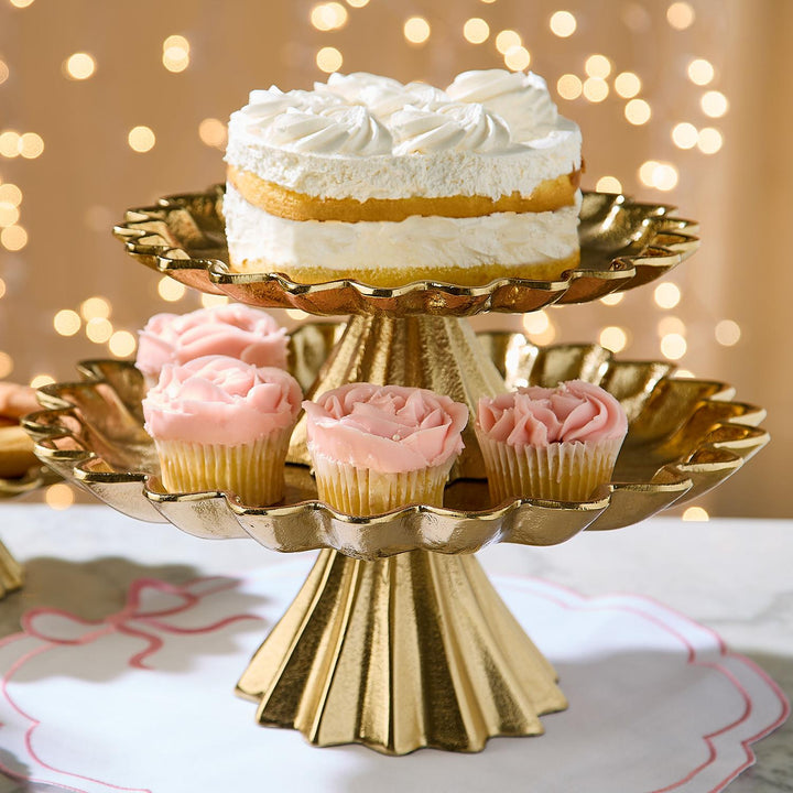 Scalloped Edge Gold Cake Stand