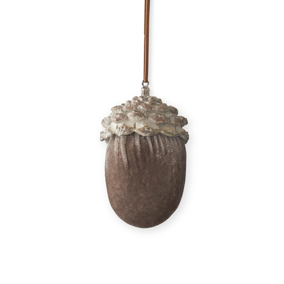Brown Velvet Resin Acorn Ornaments