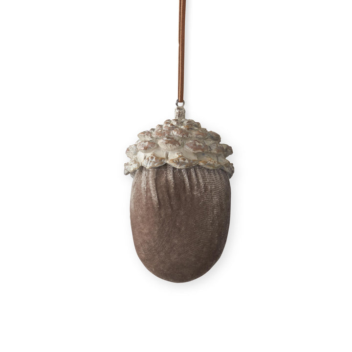 Brown Velvet Resin Acorn Ornaments