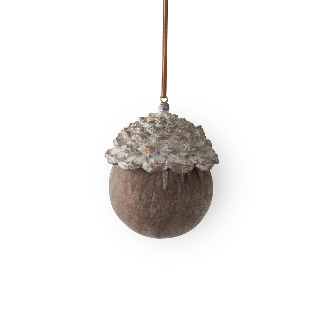 Brown Velvet Resin Acorn Ornaments