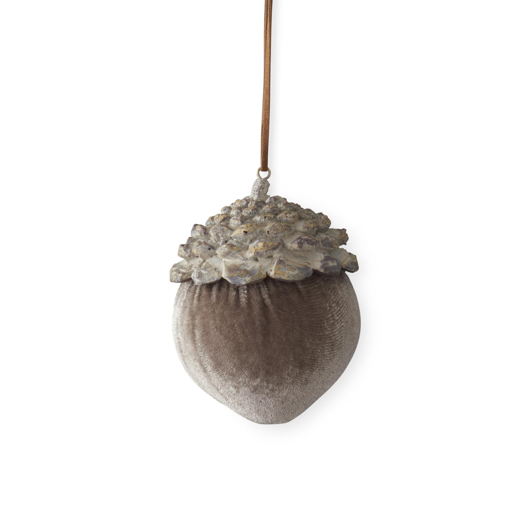 Brown Velvet Resin Acorn Ornaments