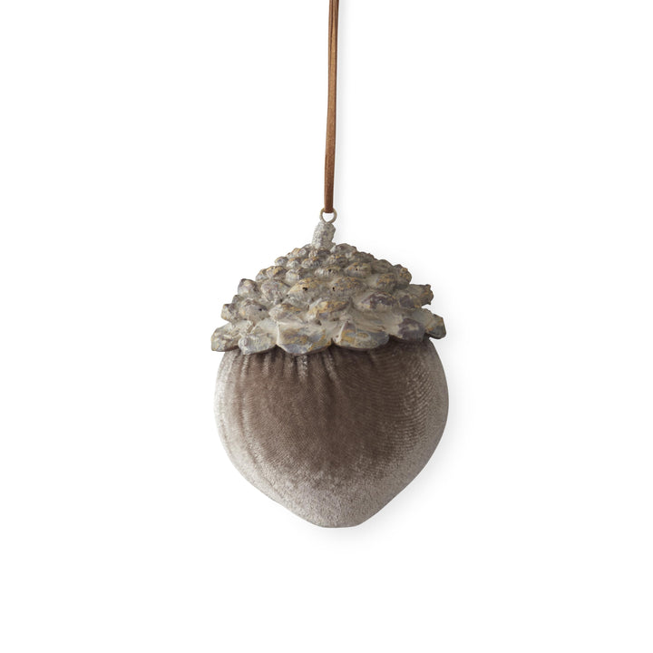 Brown Velvet Resin Acorn Ornaments