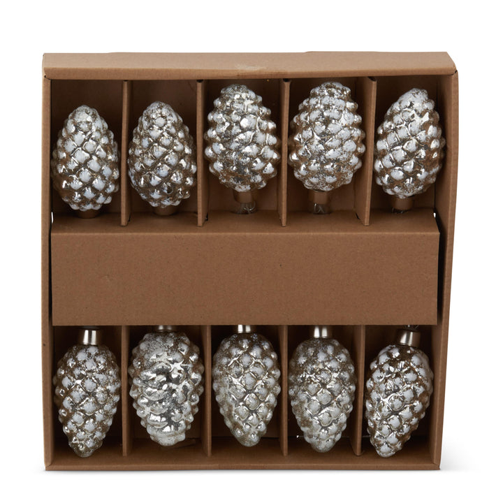 Mercury Glass LED White Pinecone Garland