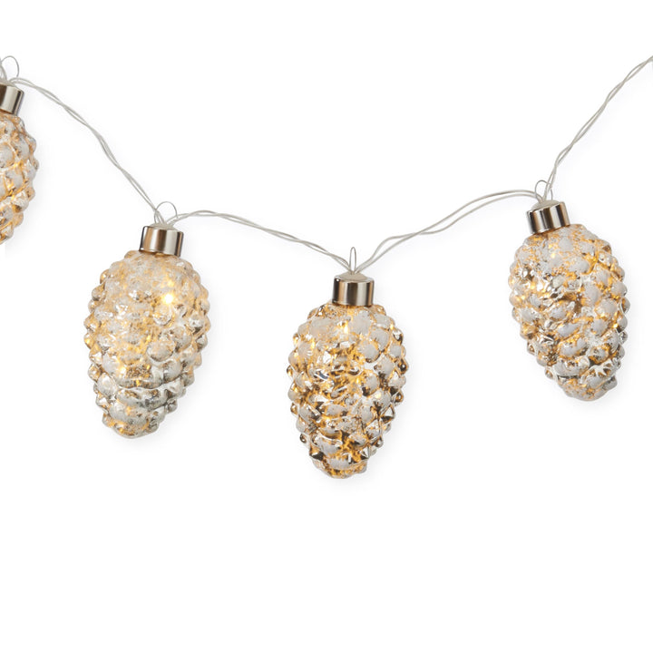 Mercury Glass LED White Pinecone Garland