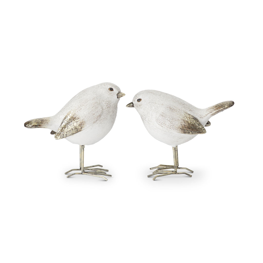 White &amp; Gold Glittered Birds