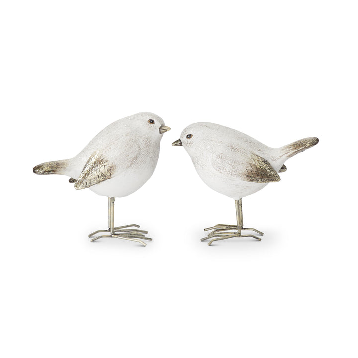 White &amp; Gold Glittered Birds