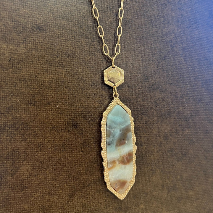 Inlayed Stone Pendant Necklace