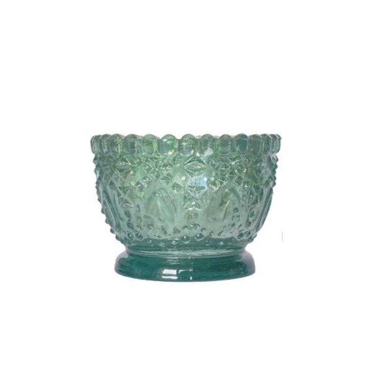 Mint Embossed Mercury Glass Votive