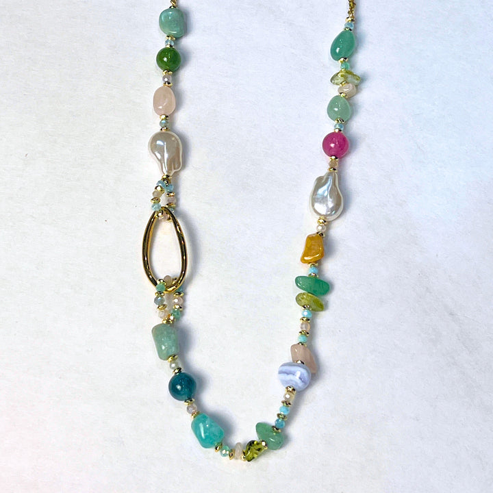 Glass Bead, Pearl, &amp; Gold Necklaces