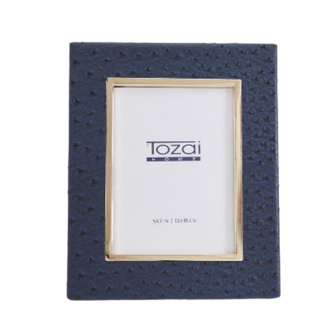 Navy Ostrich and Gold Edge Photo Frames