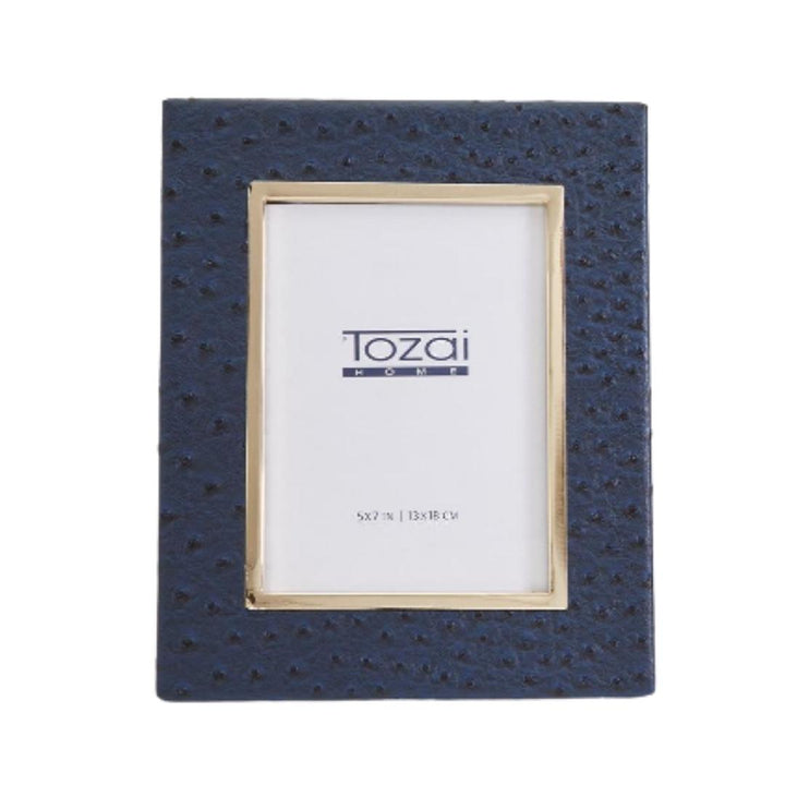 Navy Ostrich and Gold Edge Photo Frames