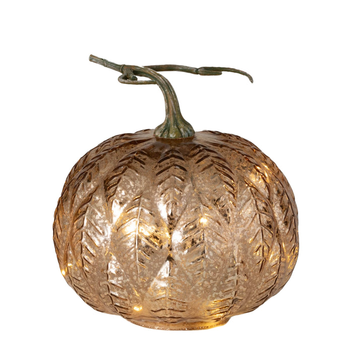 Leaf Pattern LED Light-Up Pumpkins