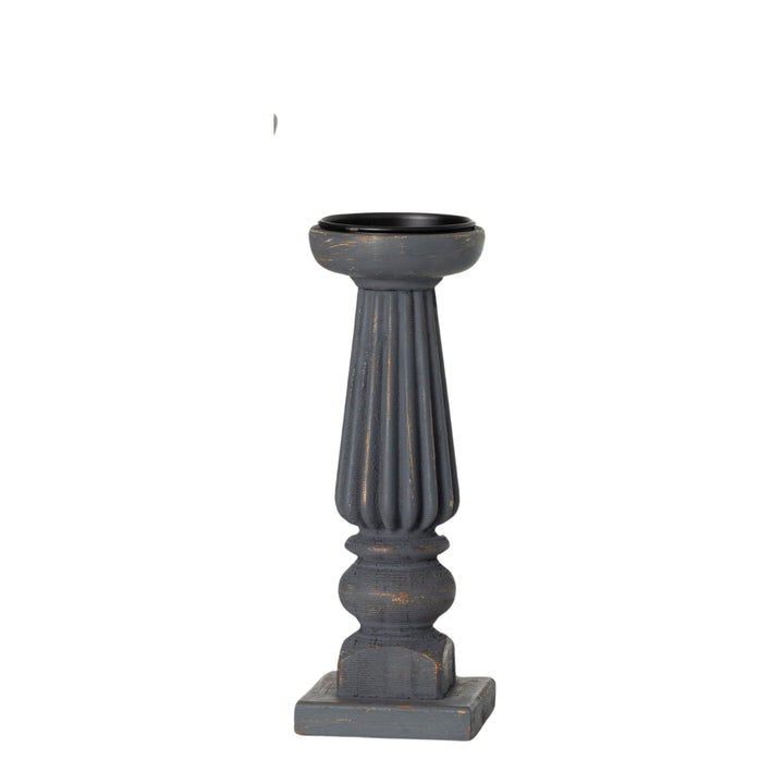 Ribbed Cool Gray Candlesticks