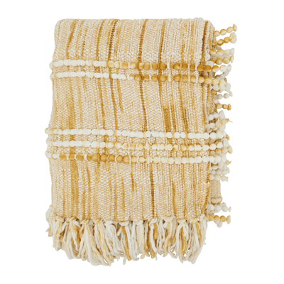 Golden Yellow Striped Woven Throw