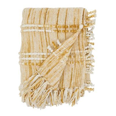 Golden Yellow Striped Woven Throw