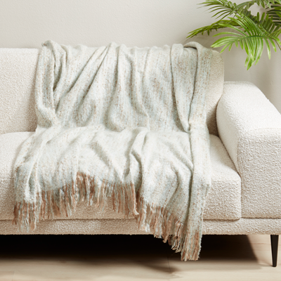 Aqua Faux Mohair Throw