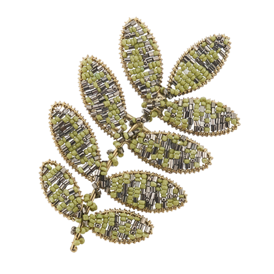 Green Beaded Leaf Napkin Ring