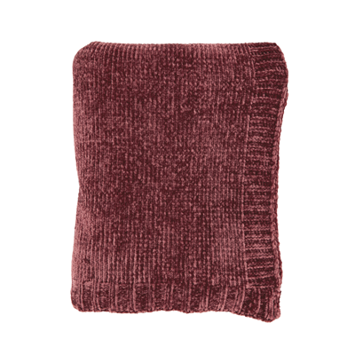 Burgundy Knitted Chenille Throw