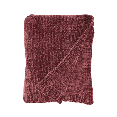 Burgundy Knitted Chenille Throw
