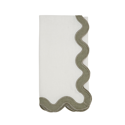 Olive  Stone Washed Scallop Napkin