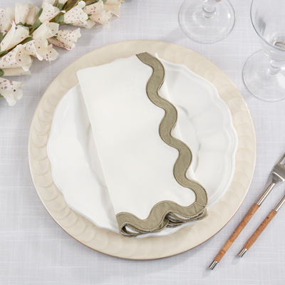 Olive  Stone Washed Scallop Napkin