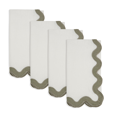 Olive  Stone Washed Scallop Napkin